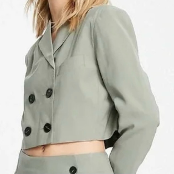 Topshop | Crop Sage Green Blazer Size: 4